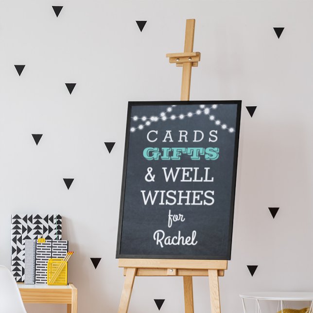 Chalkboard Lights Teal Gift Table Sign (Creator Uploaded)