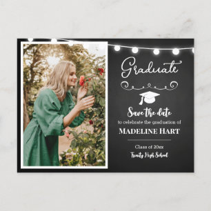 Chalkboard Lights Vintage Graduate Save The Date Postcard