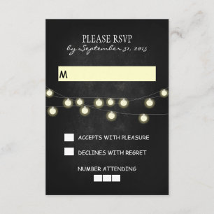 chalkboard lights wedding RSVP cards