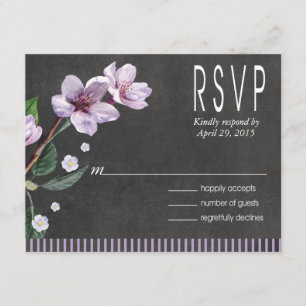 Chalkboard Lilac Watercolor Flowers RSVP Card