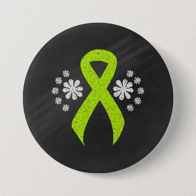 Chalkboard Lime Green Awareness Ribbon 7.5 Cm Round Badge (Front)