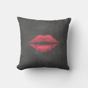 Chalkboard Lips Outdoor Pillow