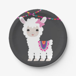 chalkboard Little Llama Alpaca Party Plates