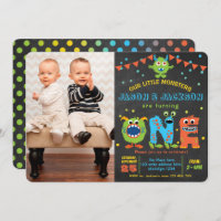 Chalkboard little monster twins 1st birthday party