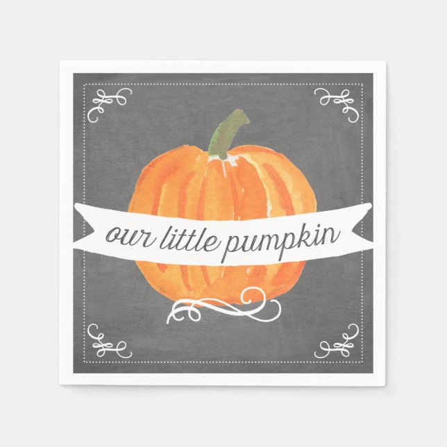 Chalkboard Little Pumpkin Birthday Napkin (Front)