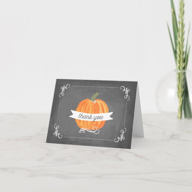 Chalkboard Little Pumpkin Thank You Card (Front)