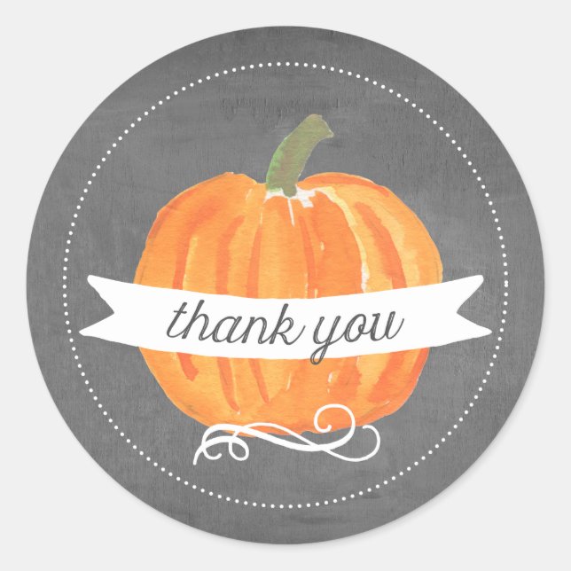Chalkboard Little Pumpkin Thank You Stickers (Front)