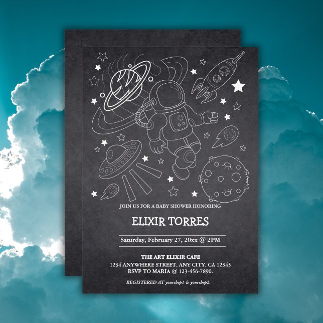 Chalkboard Little Space Explorer Baby Shower  Invitation (Creator Uploaded)