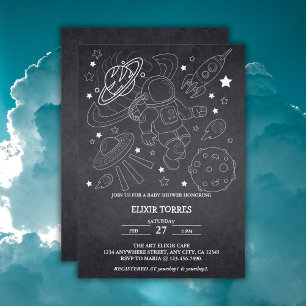 Chalkboard Little Space Explorer Baby Shower  Invitation