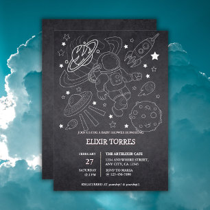 Chalkboard Little Space Explorer Baby Shower  Invitation