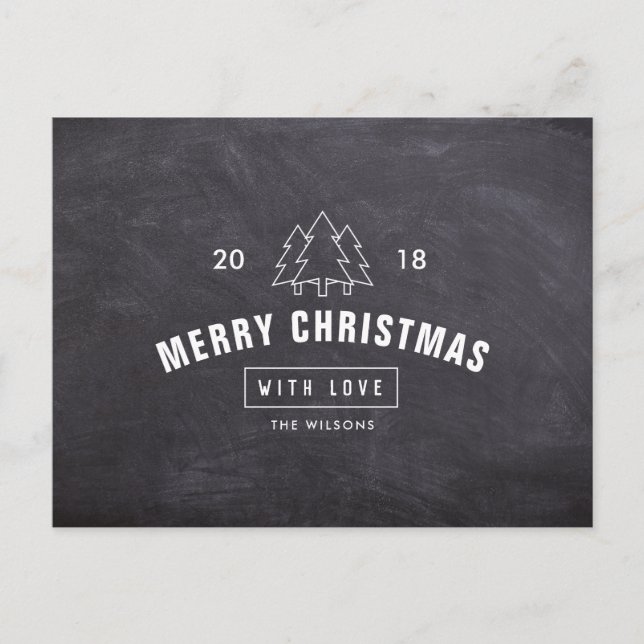 Chalkboard Logo Merry Christmas Postcard (Front)