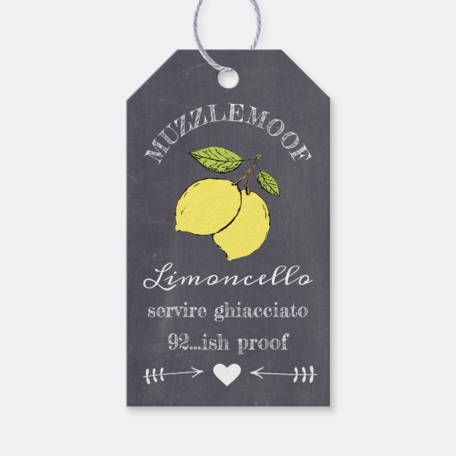 Chalkboard Look Limoncello Bottle Hang Tag  | (Front)
