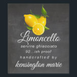 Chalkboard Look Limoncello Liquor Bottle Label |<br><div class="desc">Chalkboard look background image with modern digital drawing of yellow lemons. Limoncello tall bottle label. Personalised in trendy typography. Customise all fonts and text. Homemade handcrafted by you. Order extra for last minute gifts. To see the complete line of Limoncello liqueur products, please visit "The Hungarican Princess - A Boutique™"...</div>