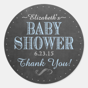 Chalkboard Look Vintage Typography Baby Shower Classic Round Sticker