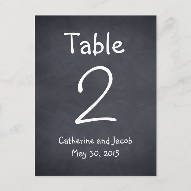 Chalkboard Look Wedding Table Number Card (Front)