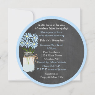 Chalkboard Look with Mason Jar Round Invitation