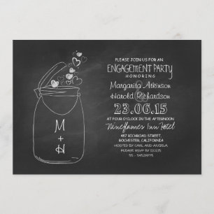 chalkboard love hearts mason jar engagement party invitation