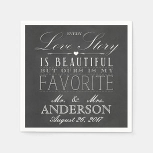 Chalkboard Love Story Vintage Wedding Napkin