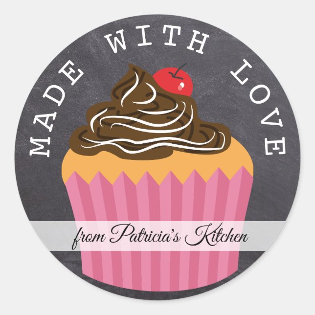 Chalkboard Made With love From The Kitchen Of Classic Round Sticker (Front)