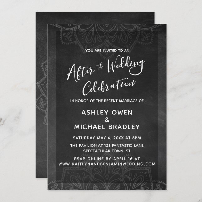 Chalkboard & Mandala After Wedding Celebration Invitation (Front/Back)
