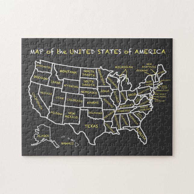 Chalkboard Map of the United States Jigsaw Puzzle (Horizontal)