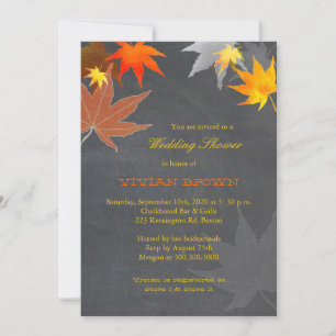 Chalkboard Maple Leaf Bridal Shower Invitation