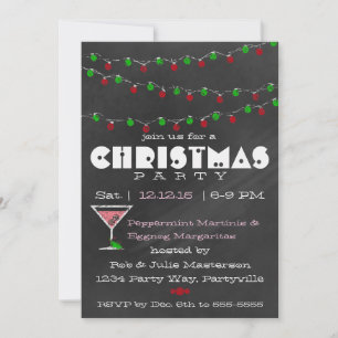 Chalkboard Martini Christmas Invitations