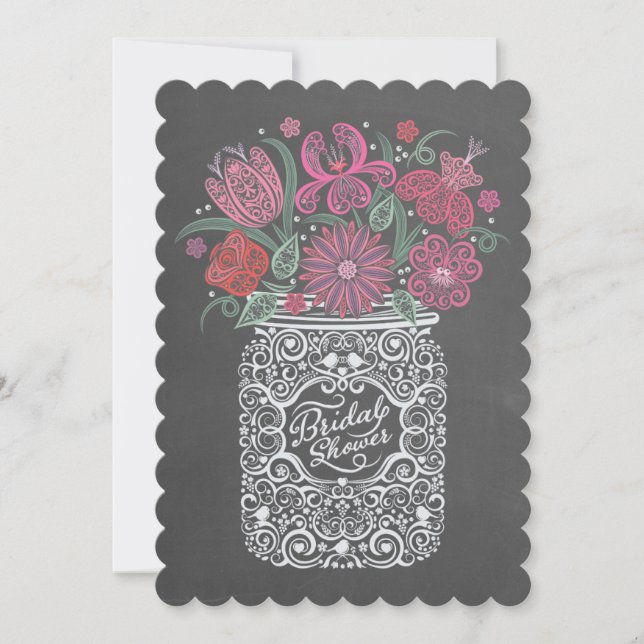 Chalkboard Mason Jar Bridal Shower Invitation (Front)
