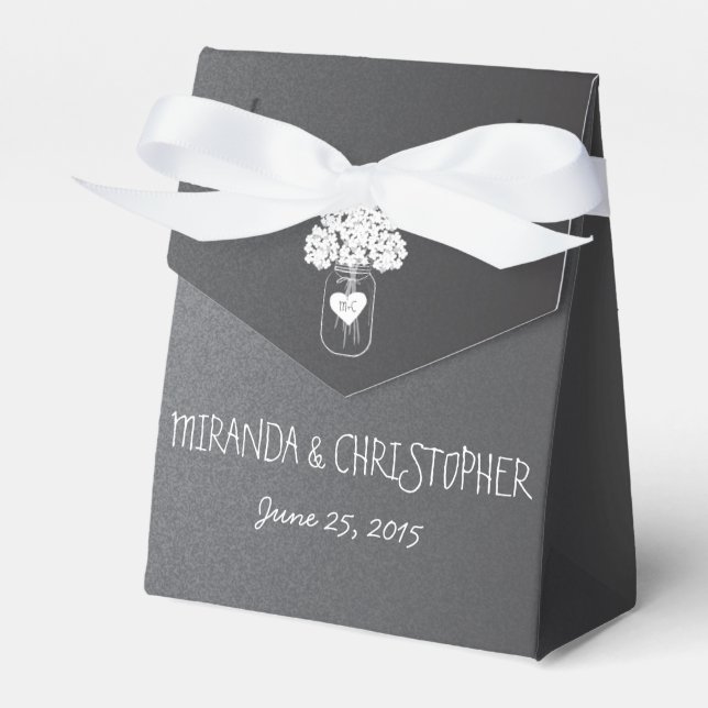 Chalkboard Mason Jar Floral Personalised Favour Bo Box (Front Side)