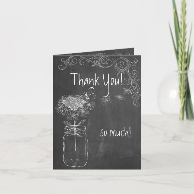 CHALKBOARD MASON JAR GARDEN WEDDING THANK YOU (Front)