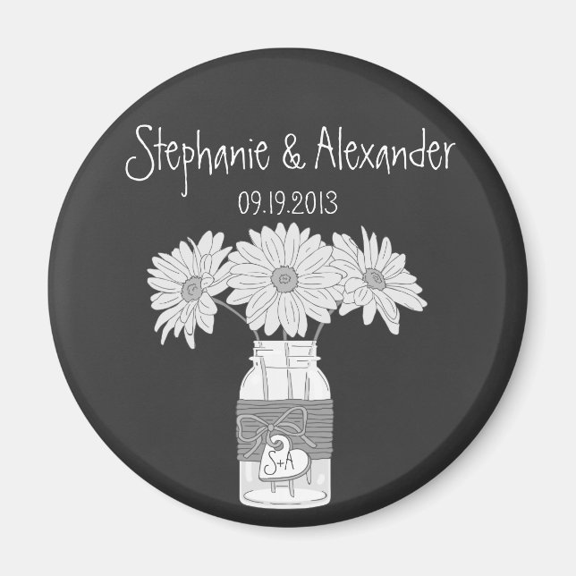 Chalkboard Mason Jar Personalised Favour Magnet (Front)