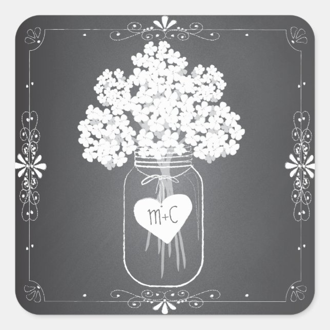 Chalkboard Mason Jar Personalised Favour Stickers (Front)