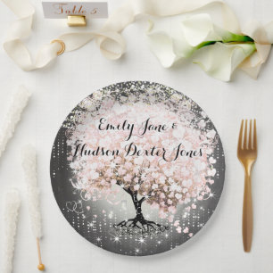 Chalkboard Mason Jar Pink Heart Leaf Firefly Paper Plate