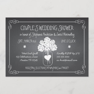 Chalkboard Mason Jar Rustic Couples Wedding Shower Invitation