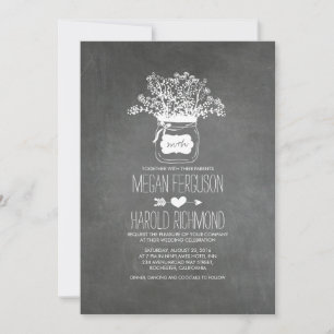 Chalkboard Mason Jar Rustic Wedding Invites
