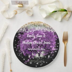Chalkboard Mason Jar Ultra Violet Heart Leaf Tree Paper Plate