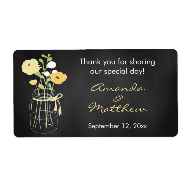 Chalkboard Mason Jar Wedding Favour Labels (Front)