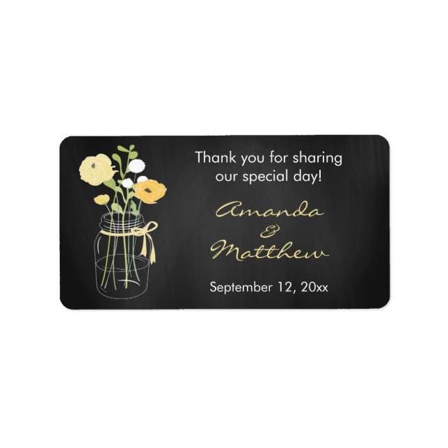 Chalkboard Mason Jar Wedding Favour Labels (Front)