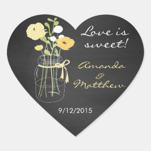 Chalkboard Mason Jar Wedding Favour Stickers