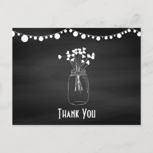 Chalkboard Mason Jar Wedding Thank You Postcard