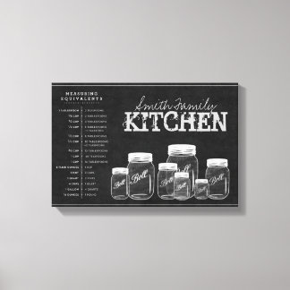 Chalkboard Mason Jars Kitchen Canvas Print