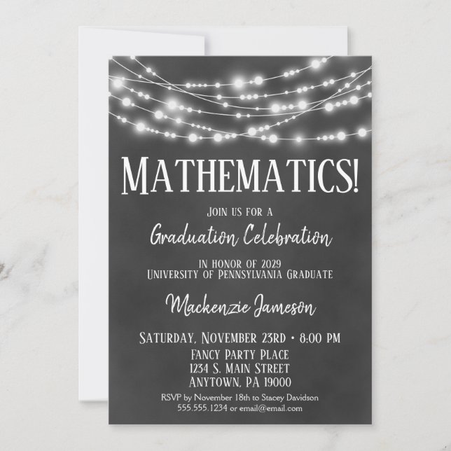 Chalkboard Mathematics Graduation Party Invitation (Front)
