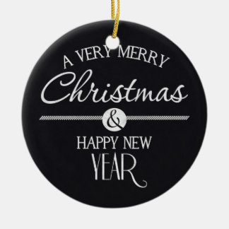 Chalkboard Merry Christmas and Happy New Year Ceramic Tree Decoration