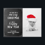 Chalkboard Merry Christmas  New Year Holiday Photo Postcard<br><div class="desc">Chalkboard Merry Christmas and Happy New Year Photo Holiday design template ready for you to add your own details . The Photograph is a place holder only and you should replace it with photograph of your choice . If you wish to change the colour or font of the text click...</div>