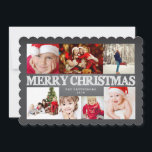 Chalkboard Merry Christmas Photo Collage Holiday Card<br><div class="desc">Space for seven wonderful photos of your beautiful family! With a festive greeting of "Merry Christmas" with a chalk written effect set against a chalkboard styled background, this 5x7 card features modern typography, scalloped edges and simple styling to highlight your family photos. Room on the back for your own personal...</div>