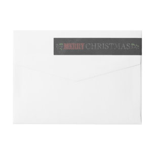 Chalkboard Merry Christmas Return Address Wrap Around Label