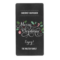 Chalkboard Merry Christmas Wine Bottle Labels