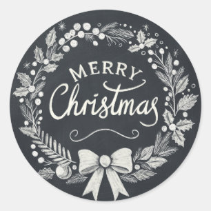 Chalkboard Merry Christmas Wreath Stickers