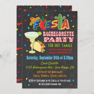 Chalkboard Mexican Fiesta Bachelorette Party Invitation