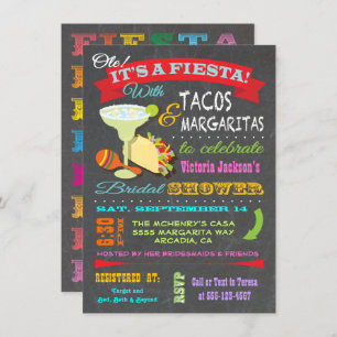 Chalkboard Mexican Fiesta Bridal Shower Invitation